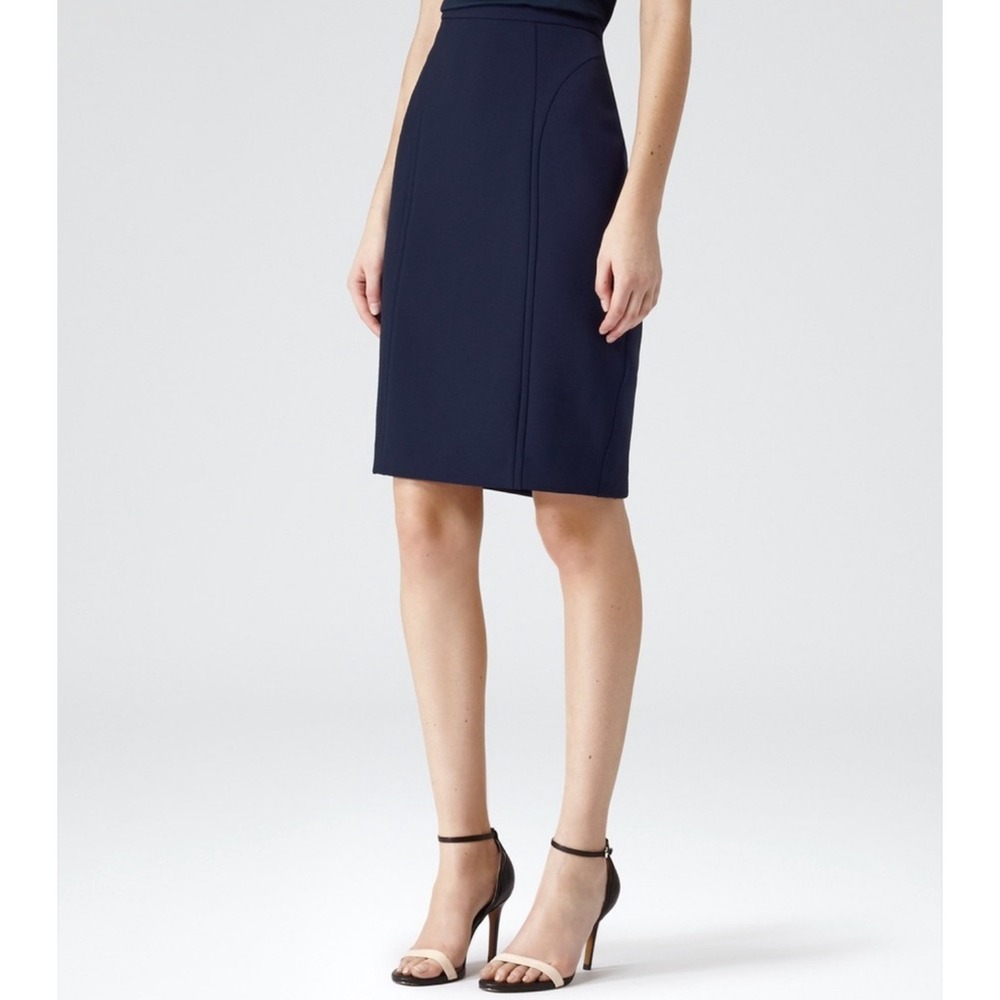 Reiss Womens Verdi Pencil Skirt Size 6 Navy Blue Office Career Workwear